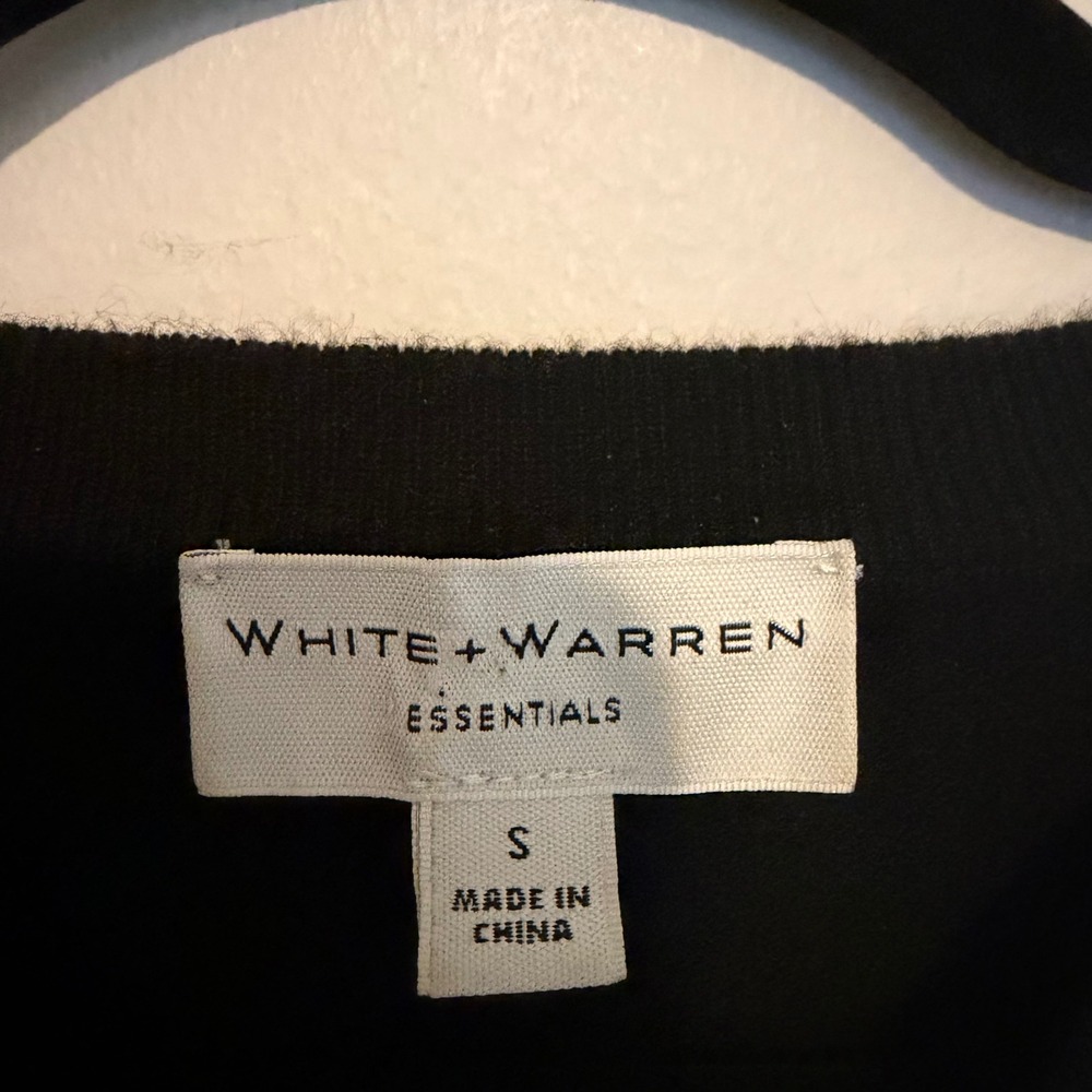 White + Warren cashmere sweater black S crewneck minimalist classic preppy - Picture 2 of 6